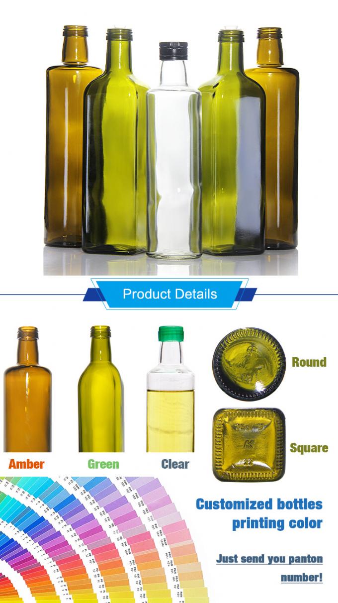 Bottiglia di olio d'oliva verde in vetro Contenitore sfuso 250 ml 1000 ml 1 l 4