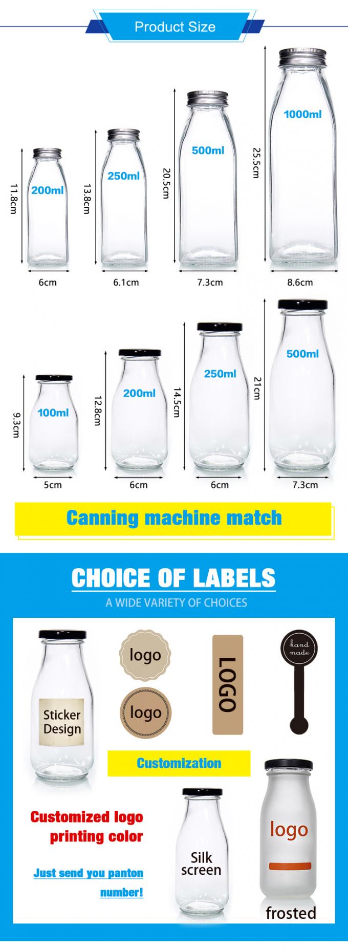 Silk Screen 12 oz 350 ml Bevande chiare Latte Bottiglia di vetro Con tappo 1