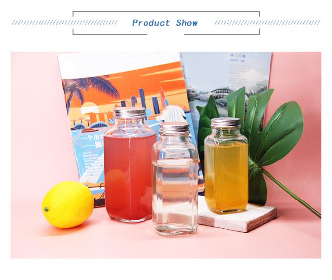 Bottiglie di succo a tenuta stagna quadrata francese Bottiglie di vetro per imballaggi di succo 8oz 2oz 16oz 0