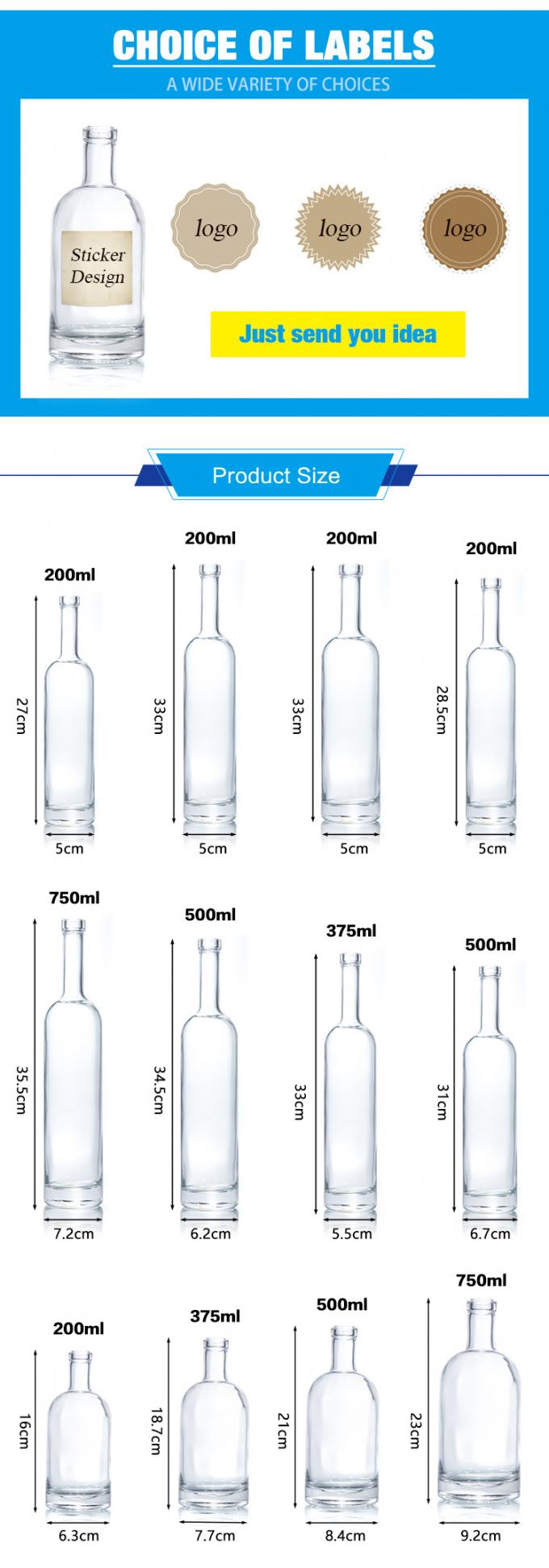 Prezzo economico750ml Flint Glass Liquor Bottles Custom Printed For Cocktail whisky rum 7