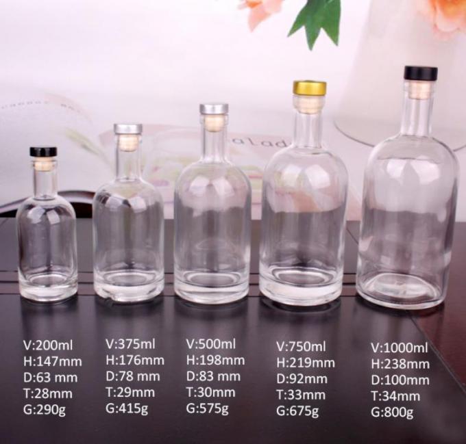 Flint Bottiglie di liquore di vetro vuoto 200ml 375ml 1000ml OEM 1