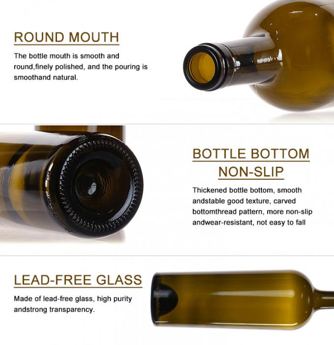 Bottiglia di vino in vetro colorato ODM 500ml 700ml 750ml 1500ml 3