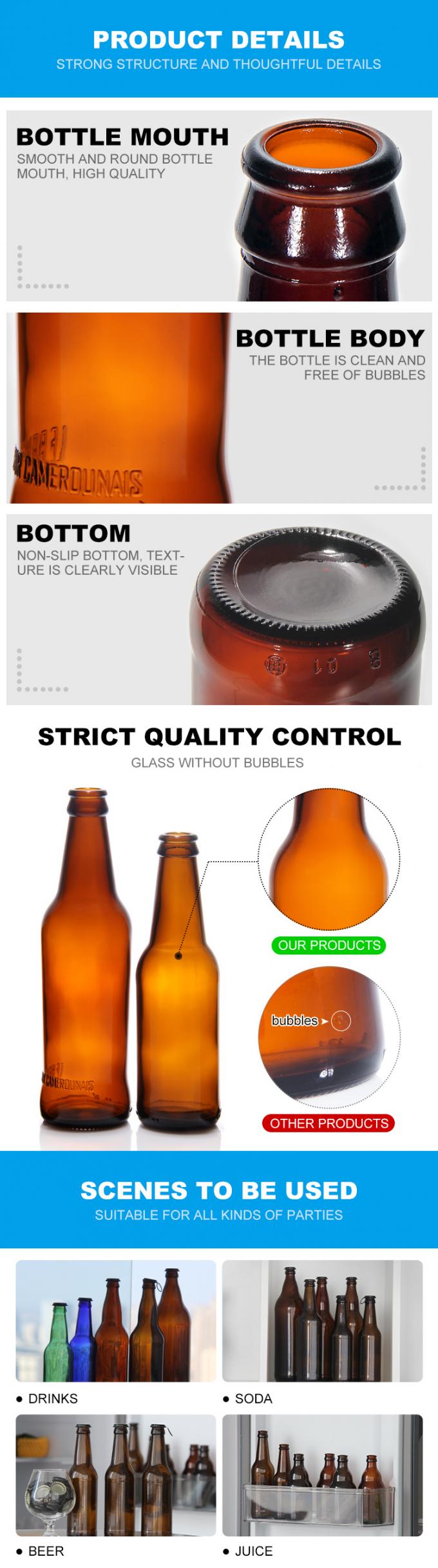 200 ml Brewing Breakaway Amber Glass Beer Bottle Soda Lime With Crown Cap 2