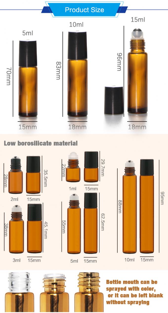 Bottiglia a rulli in vetro trasparente da 10 ml per oli essenziali di profumo 0