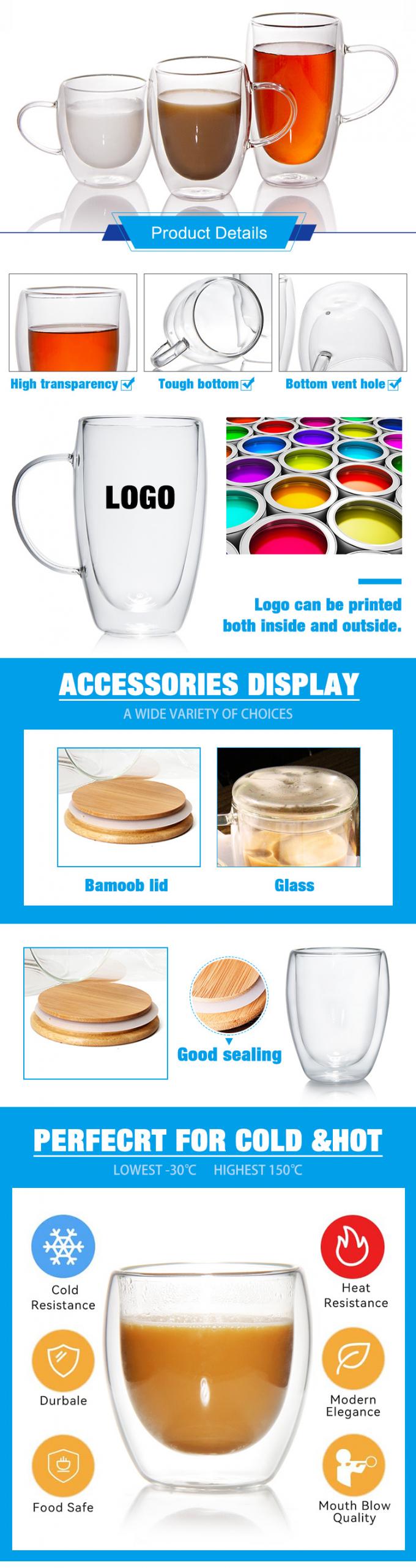 Borosilicato di vetro a doppia parete Coppe di latte cappuccino per il matrimonio 1