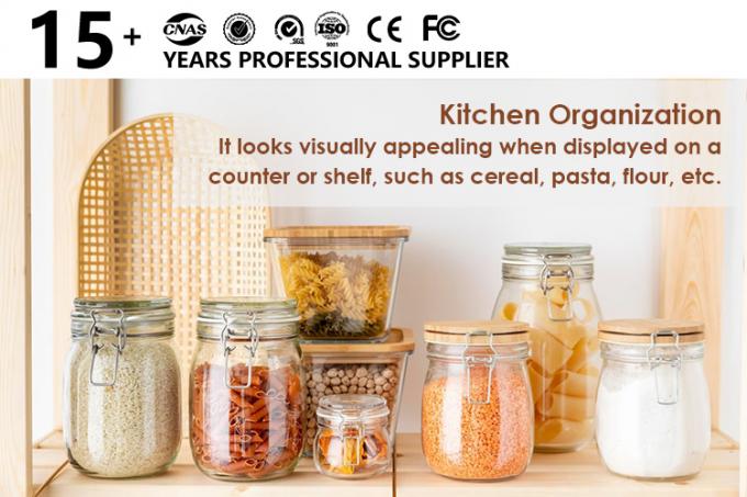 1 oz 4 oz 8 oz di forma rotonda contenitore di stoccaggio trasparente vuoto barattoli di cibo in vetro con tappo a clip 0