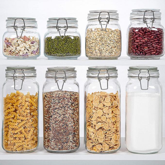 1 oz 4 oz 8 oz di forma rotonda contenitore di stoccaggio trasparente vuoto barattoli di cibo in vetro con tappo a clip 1