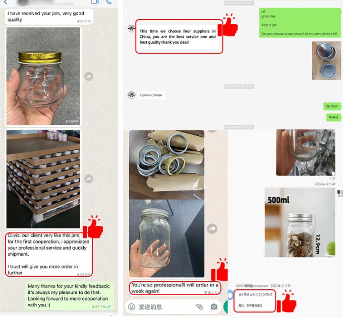 Imballaggio di alimenti di alta qualità, trasparente, deposito, barattolo di vetro rotondo con coperchio in alluminio 9