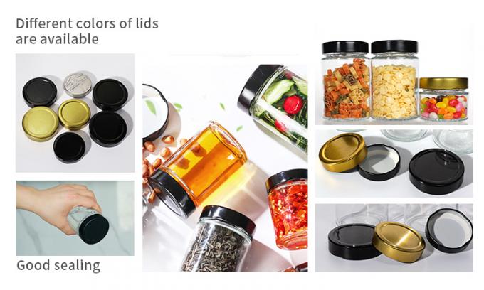 Imballaggio alimentare 4oz 6oz 9oz 13oz 17oz bottiglie trasparenti a tappo di vetro Set completo Vaso di vetro ghiacciato con coperchio metallico 2