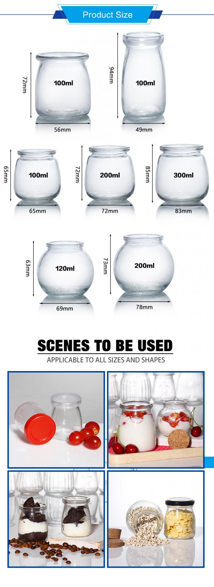 BPA-Free Sealable Glass Pudding Jars Clear Transparent OEM 1