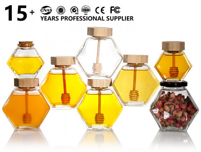 Prodotto all'ingrosso Esemplare gratuito Vaso esagonale da 220 ml a 380 ml con copertura di legno 0