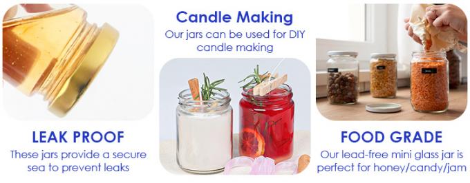 300ml 200ml 100ml Wholesale Hexagon Glass Mason Jar Jam Jar Honey Jar Con Capo a vite Metallico 3