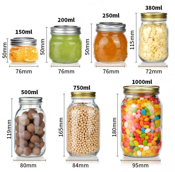 Fabbrica Vendita diretta Alimenti trasparenti Barattoli di vetro Mason Imballaggio Immagazzinamento Barattoli di vetro rotondi Barattoli di vetro Alimenti 1
