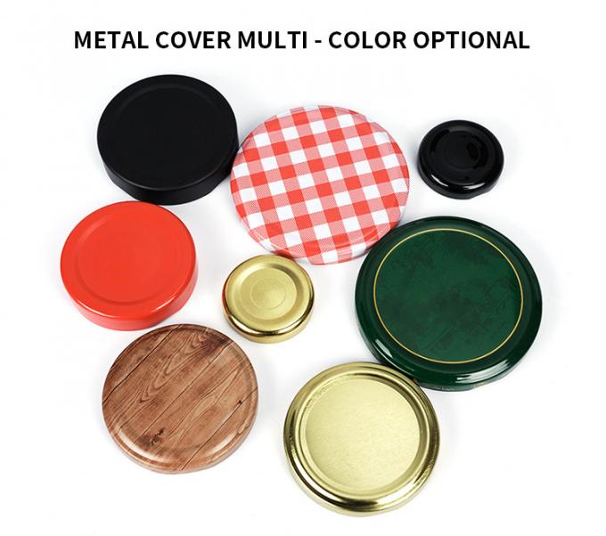 Top Grade Square 180 Ml 280 Ml 380 Ml 500 Ml 730 Ml Vaso di vetro con coperchio di piastra di latta 3
