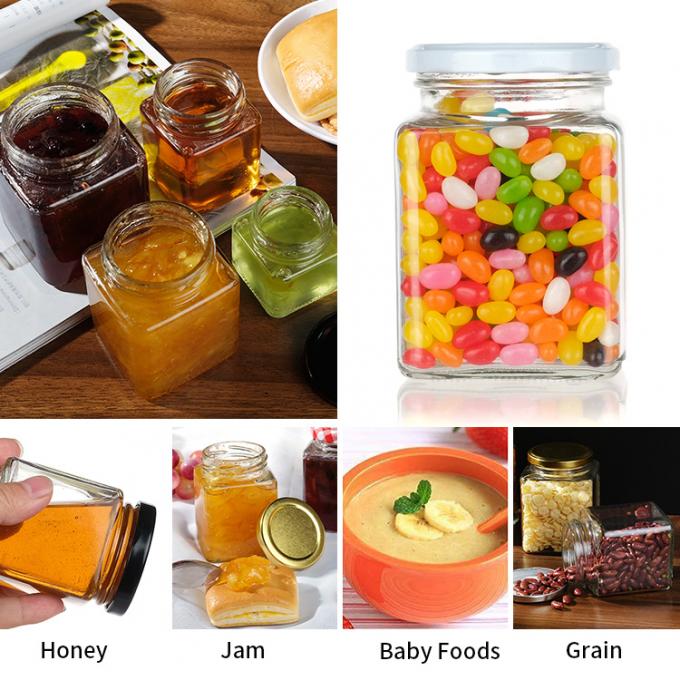 Top Grade Square 180 Ml 280 Ml 380 Ml 500 Ml 730 Ml Vaso di vetro con coperchio di piastra di latta 2