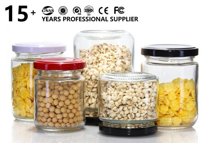Vaso di vetro di alta qualità personalizzato Vaso di stoccaggio di qualità alimentare con coperchio in alluminio 0