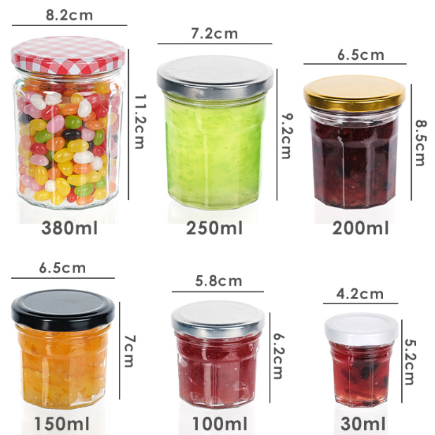 Ingrosso Bottine di vetro rotondo trasparente 50 ml 100 ml 200 ml Bottine per la conservazione degli alimenti 1