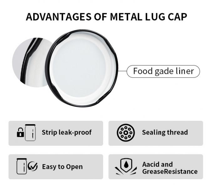 Prezzo economico 43mm 48mm 53mm 58mm 63mm Vetro Vaso di miele Metallo Top Tinta Tappo Lug 2