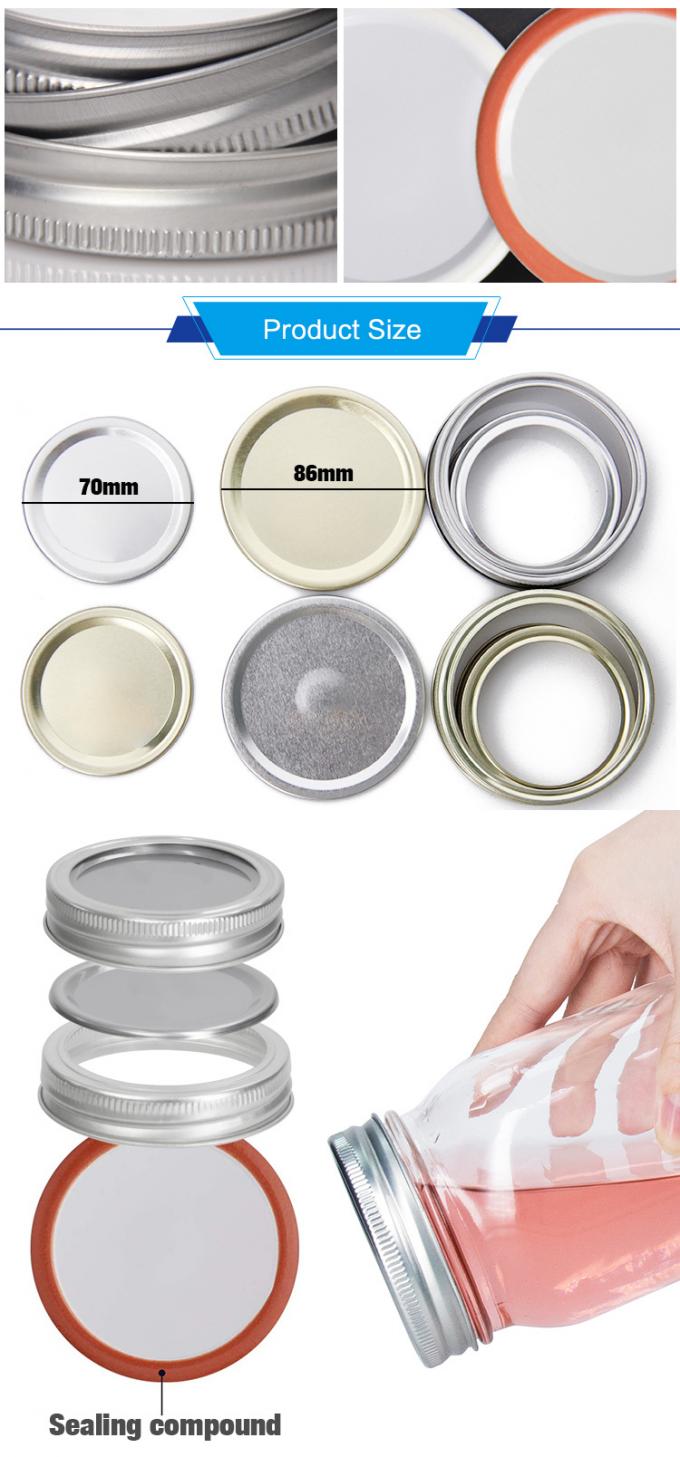 Forma personalizzata 70mm 86mm ingrosso Regolare Tappi per lattine in argento per la conservazione domestica 2