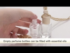 8 ml Flat Round Glass Air Freshener Car Perfume Diffuser Flascia con tappo in legno
