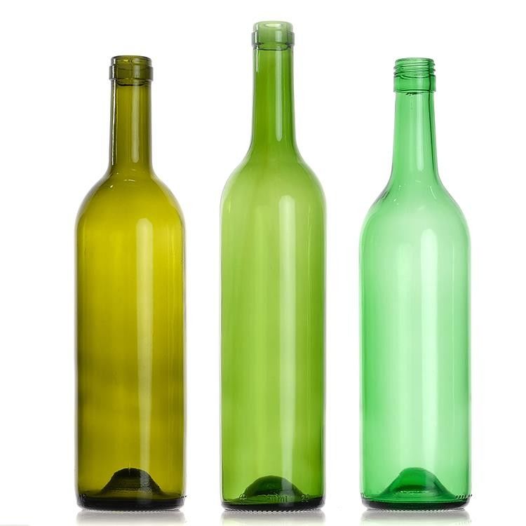 Bottiglia di vino di Bordeaux 750 ml rotonda con sughero a fondo piatto