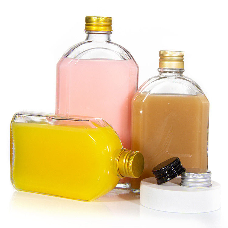 Bottiglie di succo di vetro a tenuta stagna da 8 oz bottiglia piatta per liquori whisky kombucha