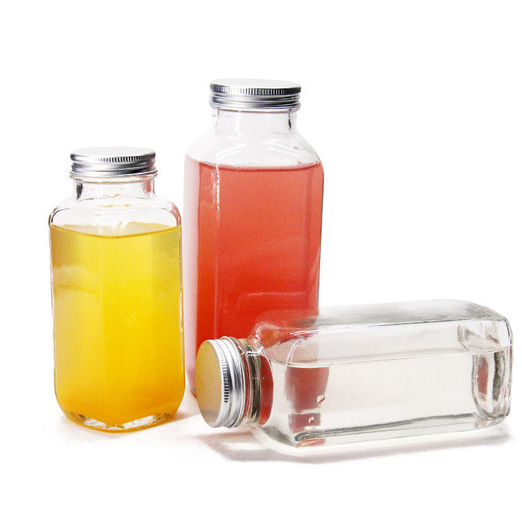 Bottiglie di succo a tenuta stagna quadrata francese Bottiglie di vetro per imballaggi di succo 8oz 2oz 16oz
