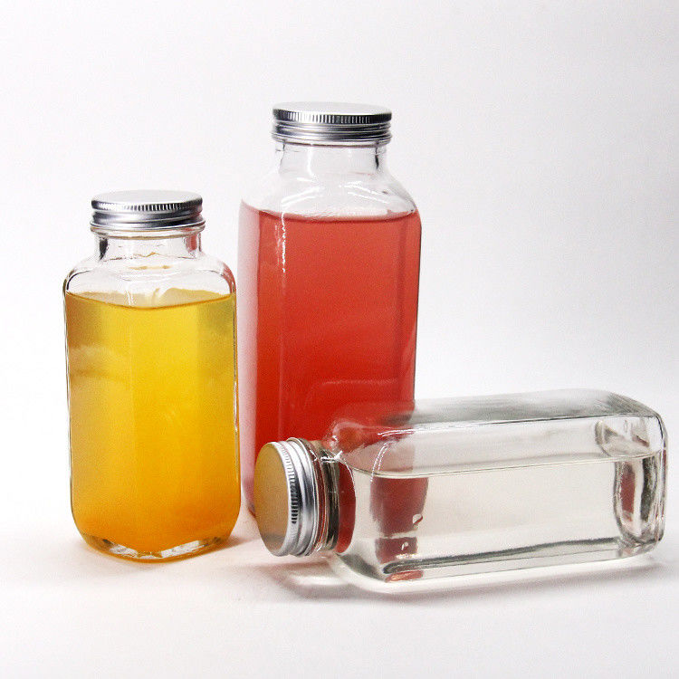 Bottiglie di succo a tenuta stagna quadrata francese Bottiglie di vetro per imballaggi di succo 8oz 2oz 16oz