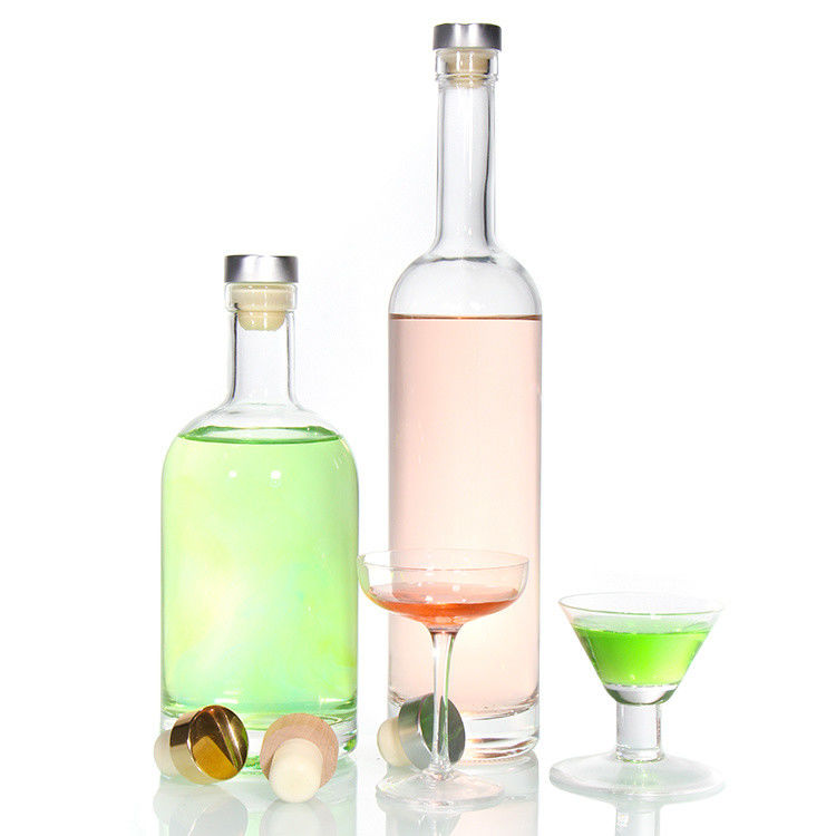 Prezzo economico750ml Flint Glass Liquor Bottles Custom Printed For Cocktail whisky rum