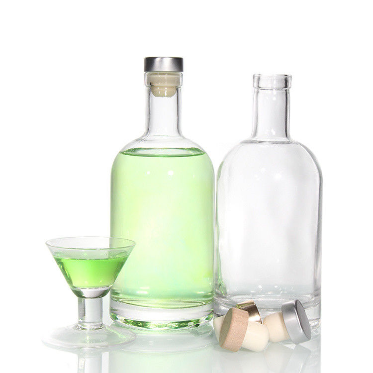 Prezzo economico750ml Flint Glass Liquor Bottles Custom Printed For Cocktail whisky rum