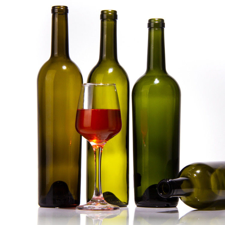 Fabbrica vendere bottiglie di vetro verde scuro e bottiglia di vetro di vino rosso con coperchio ermetico