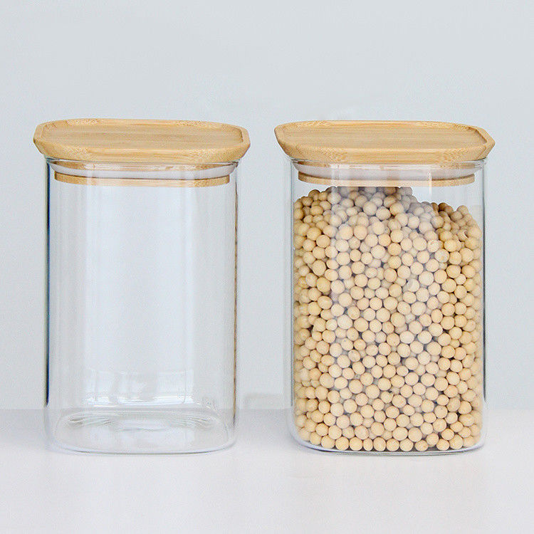 Vaso di vetro ad alto borosilicato 300 ml Bottine da cucina con coperchio di sughero