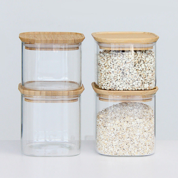 Vaso di vetro ad alto borosilicato 300 ml Bottine da cucina con coperchio di sughero