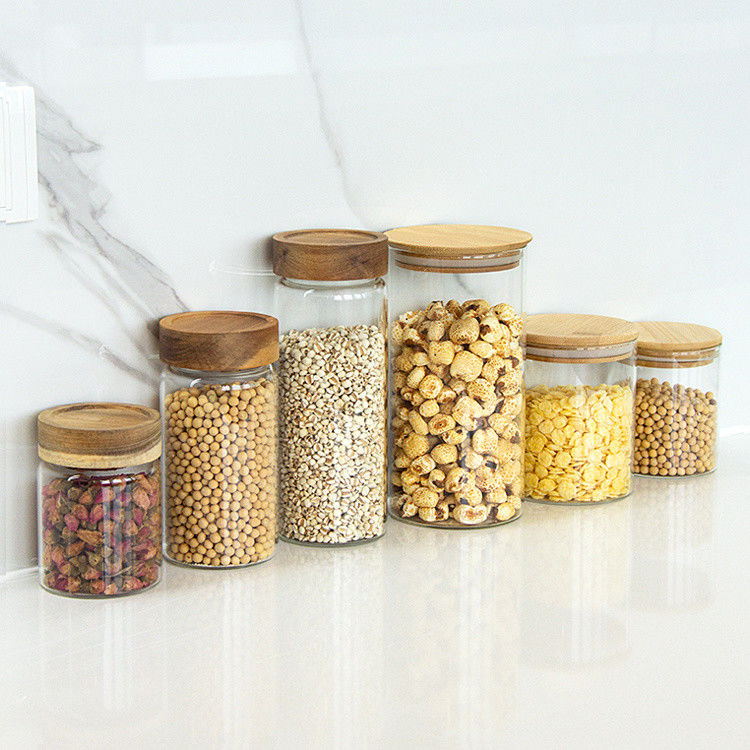 Stoccaggio di alimenti Vaso di vetro rotondo ad alto borosilicato Vaso a tenuta stagna per cucina