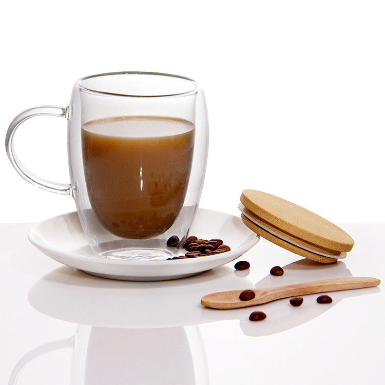Coppe di latte a doppia parete da 12 oz a 16 oz di borosilicato di vetro, tazza da tè per barbecue.