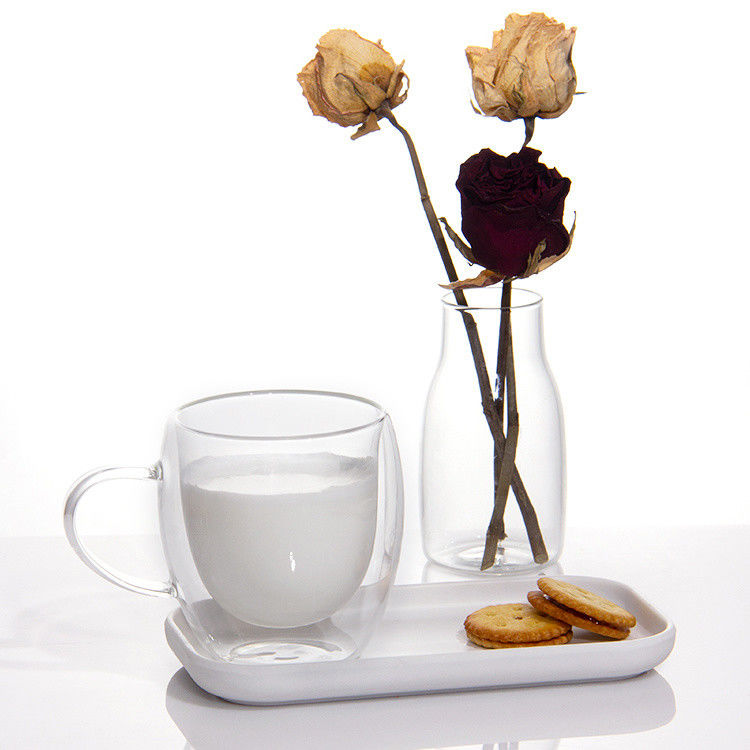 Coppe di latte a doppia parete da 12 oz a 16 oz di borosilicato di vetro, tazza da tè per barbecue.