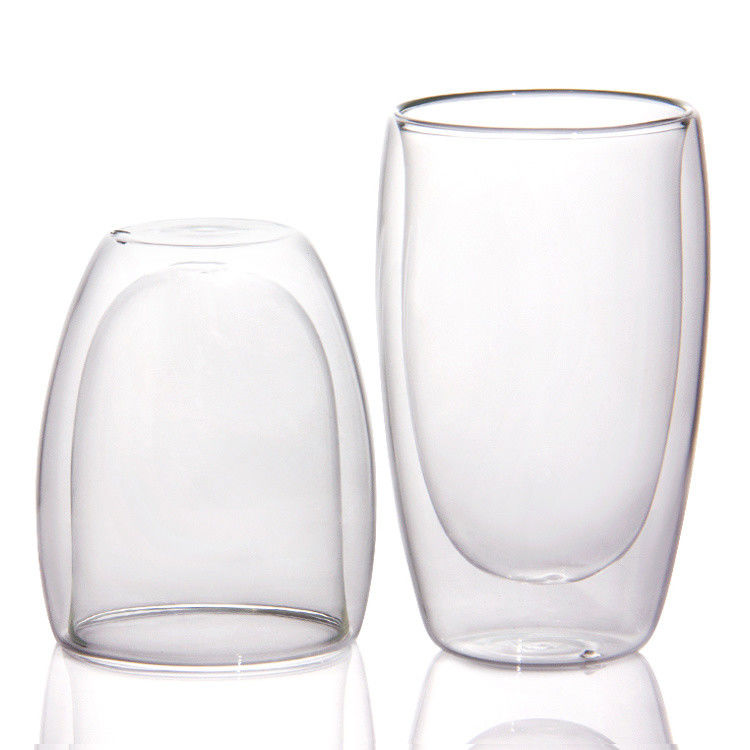 Coppe di latte a doppia parete da 12 oz a 16 oz di borosilicato di vetro, tazza da tè per barbecue.