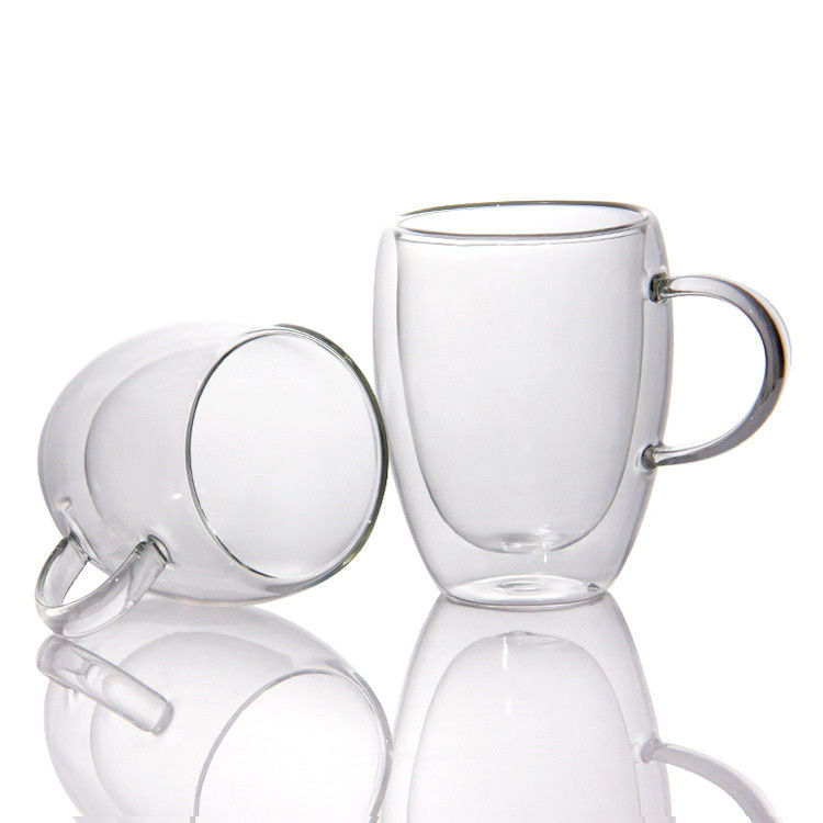 Coppe di latte a doppia parete da 12 oz a 16 oz di borosilicato di vetro, tazza da tè per barbecue.