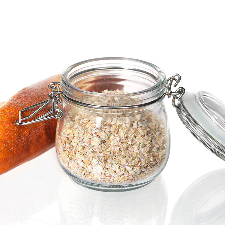 1 oz 4 oz 8 oz di forma rotonda contenitore di stoccaggio trasparente vuoto barattoli di cibo in vetro con tappo a clip
