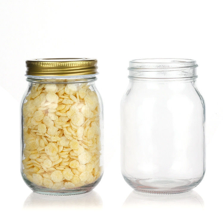 Custom Luxury 16oz Round Clear Glass Jar Con Capo Storage Glass Mason Jar