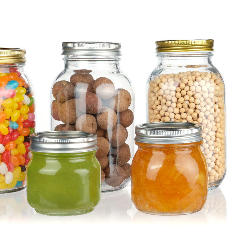 Custom Luxury 16oz Round Clear Glass Jar Con Capo Storage Glass Mason Jar