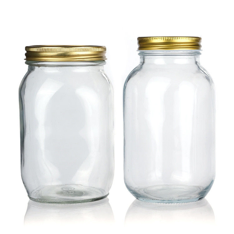 Custom Luxury 16oz Round Clear Glass Jar Con Capo Storage Glass Mason Jar