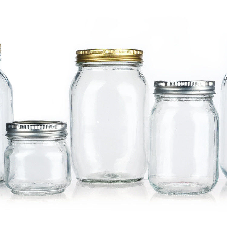 Custom Luxury 16oz Round Clear Glass Jar Con Capo Storage Glass Mason Jar