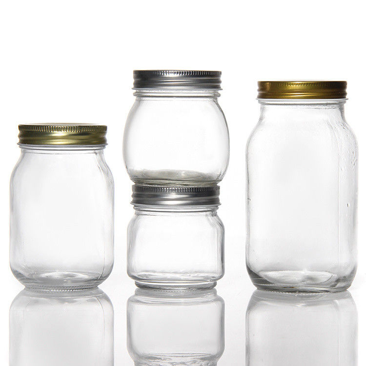 Disegno personalizzato 8 oz 16 oz contenitore per la conservazione degli alimenti vetro Mason vaso con coperchi