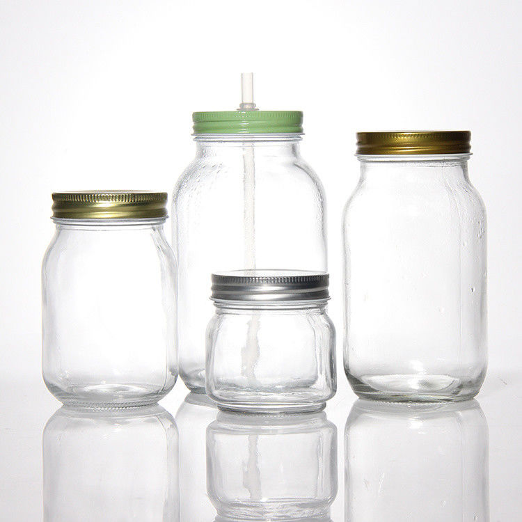 Disegno personalizzato 8 oz 16 oz contenitore per la conservazione degli alimenti vetro Mason vaso con coperchi