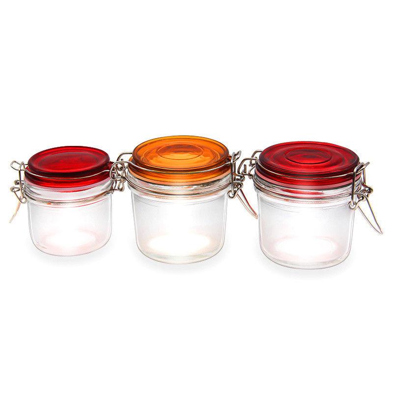 Alte qualità all'ingrosso150ml 200ml 250ml Barattolo di vetro rotondo per conservare i cetriolini con alto coperchio