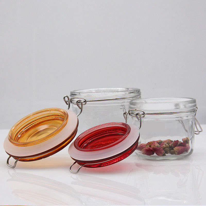 Alte qualità all'ingrosso150ml 200ml 250ml Barattolo di vetro rotondo per conservare i cetriolini con alto coperchio