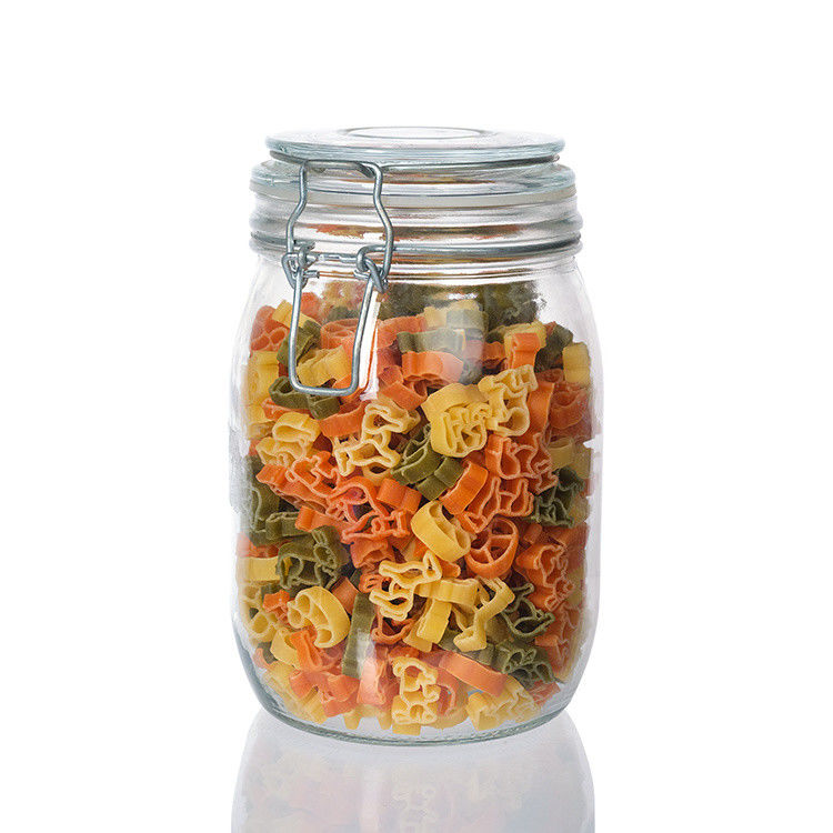 12oz 17oz Barattoli di vetro trasparente per lo stoccaggio di caramelle Contenitori di vetro rotondo in massa con coperchi metallici in oro