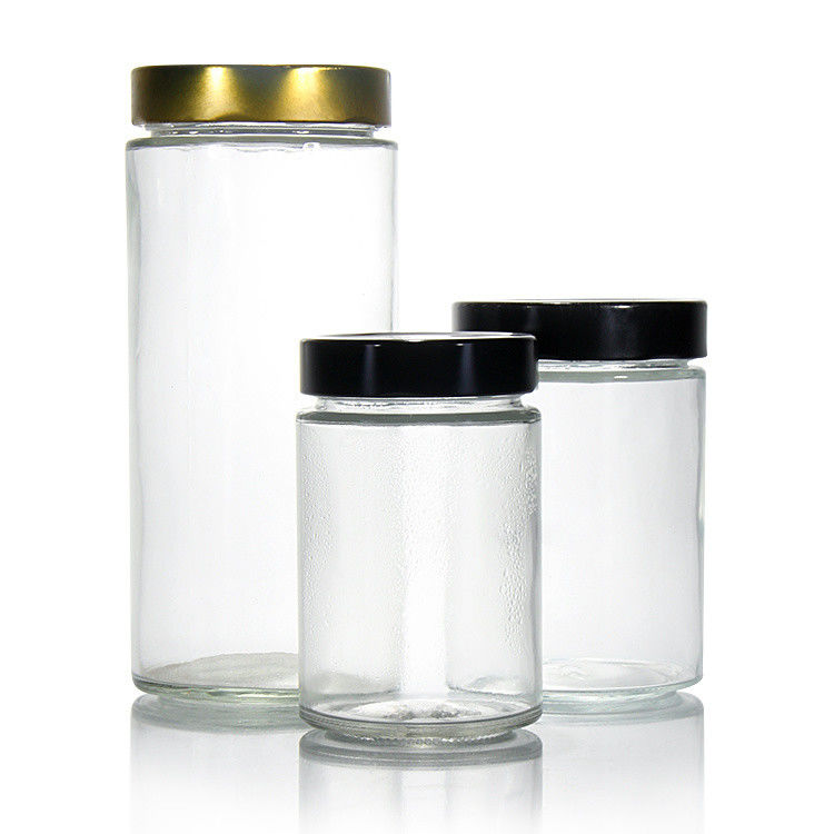 Marchio privato 380Ml 500Ml 750Ml 1L cilindrico vaso di miele vaso di vetro con coperchio di latta