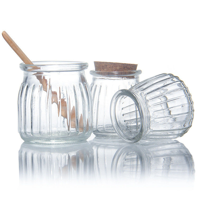 Piccoli contenitori in vetro trasparente con coperchio di sughero 7 oz 200 ml